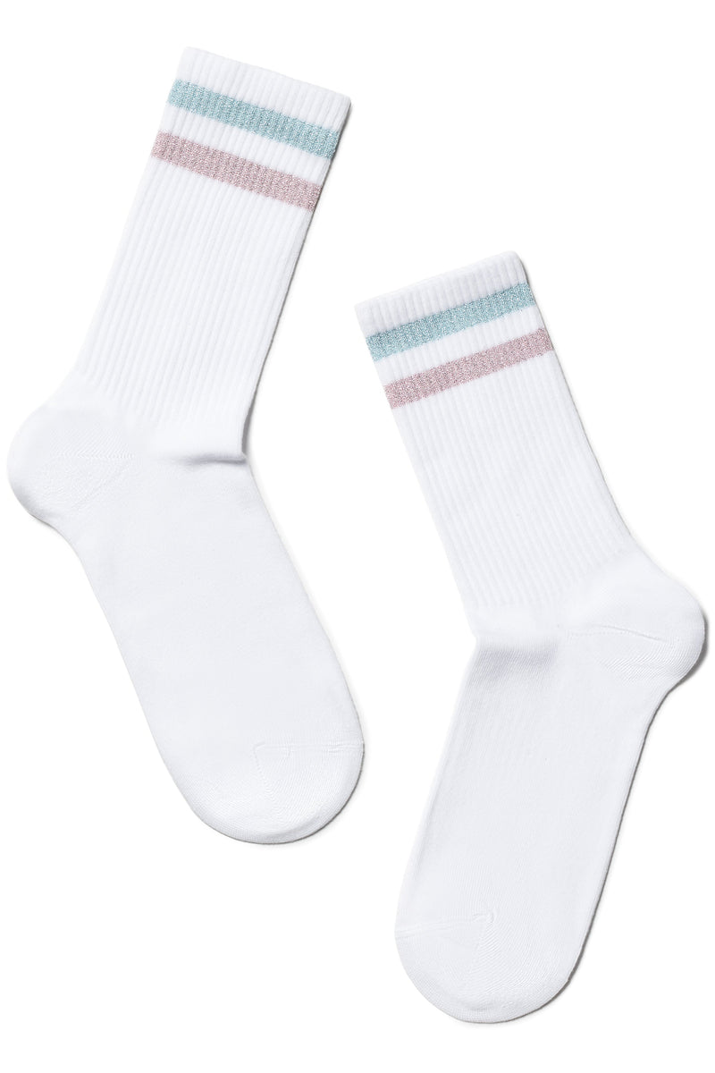 Conte Cotton Long Socks Active 157 - Lurex Stripes