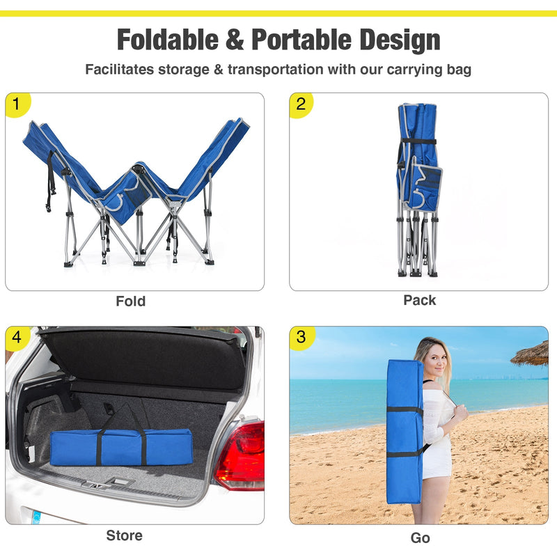 Folding Camping Cot with Side Storage Pocket Detachable Headrest