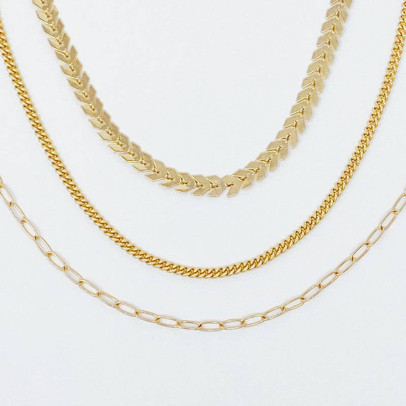 Chevron Chain Anklet, Set of 3