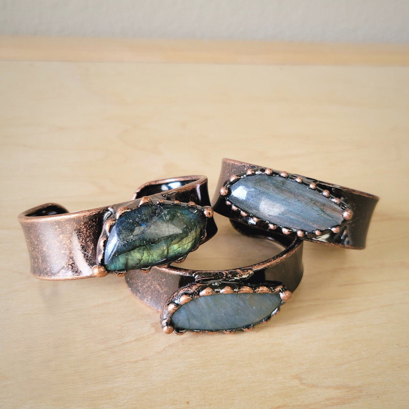 Genuine Natural Labradorite Cuff Bracelet 810c
