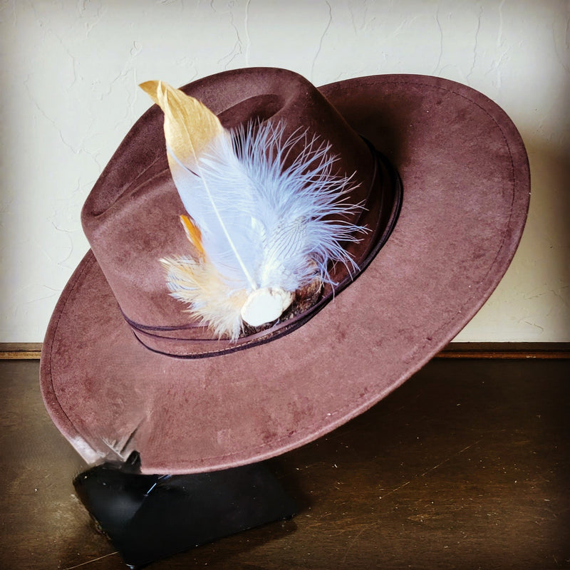 Boho Western Hat w/ Choice of Feather Hat Band-Brown 982d