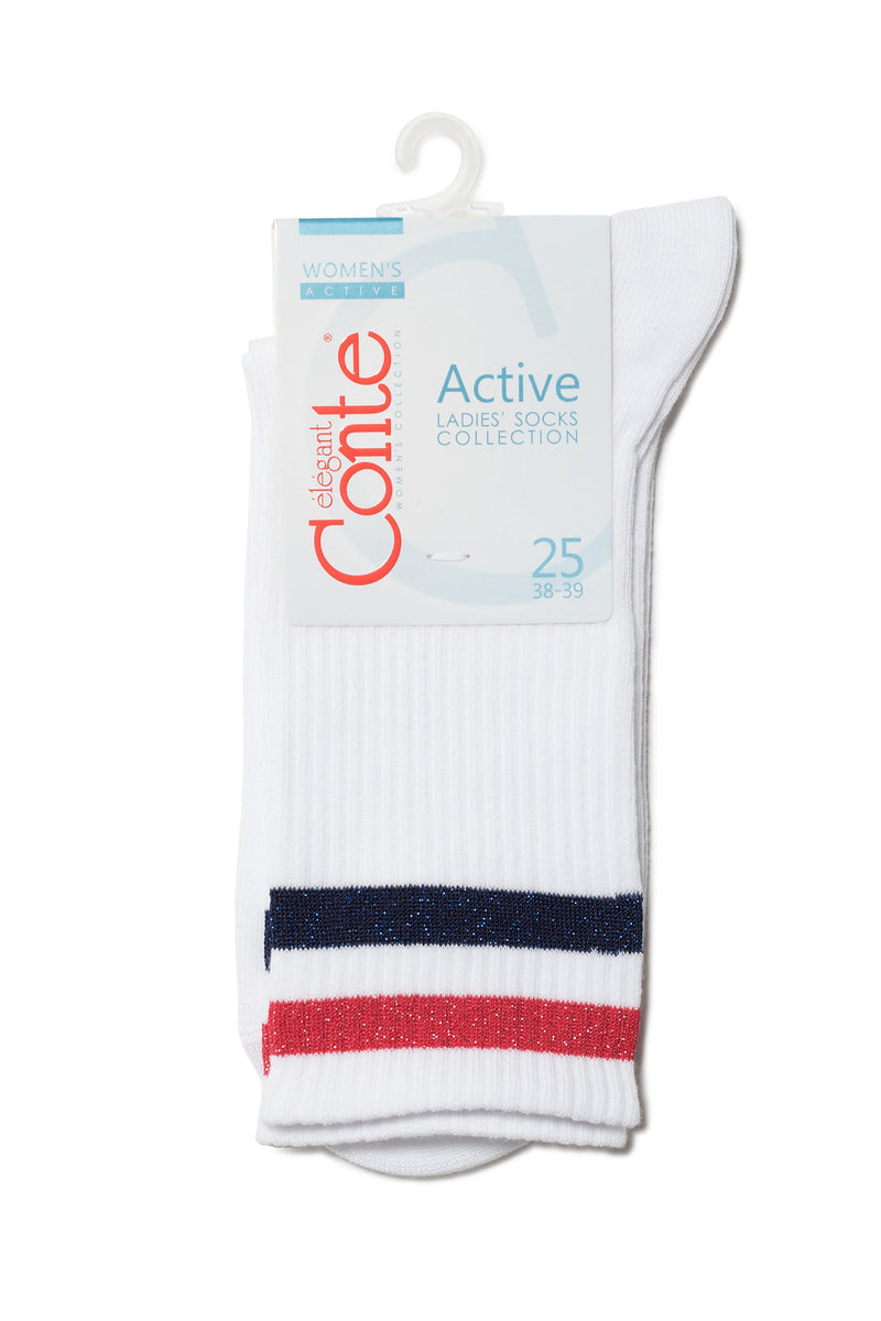 Conte Cotton Long Socks Active 157 - Lurex Stripes