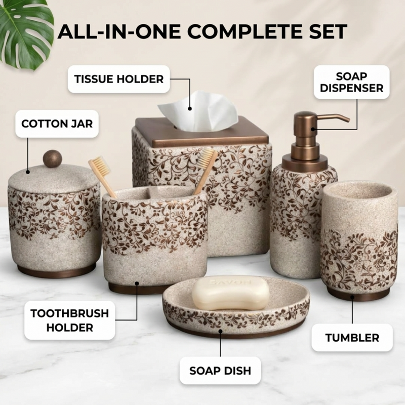 The Ciccone Collection – Elegant Modern Bathroom Décor Accessories Set of 6