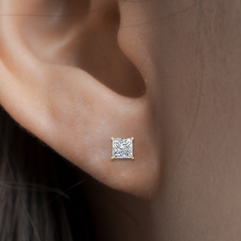 Princess-Cut Diamond Solitaire Stud Earrings (1 - 10ct | GIA & IGI Certified)