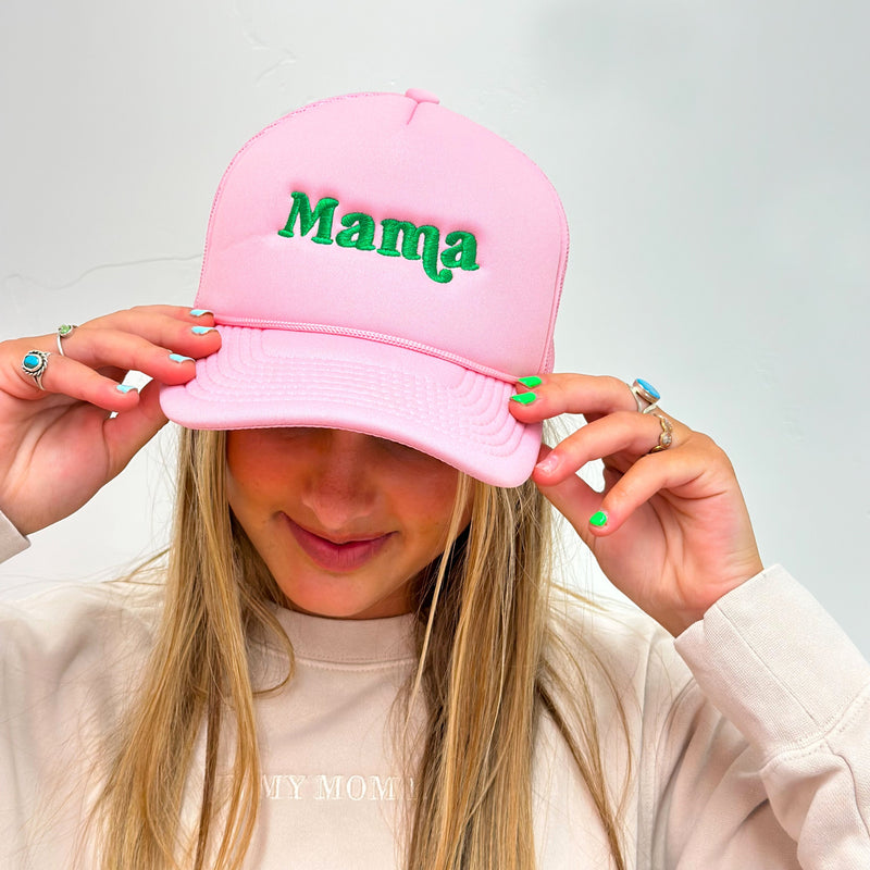 Mama - Pink w/ Green - Trucker Hat