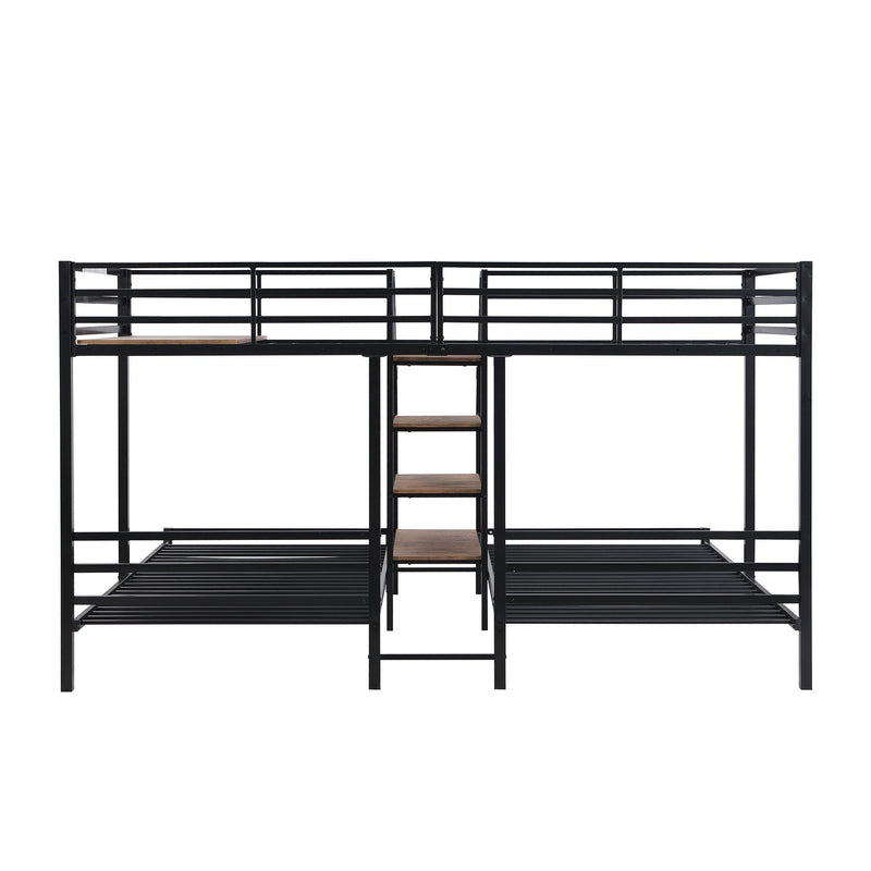 Metal Bunk Bed With Storage Shelves Staircase