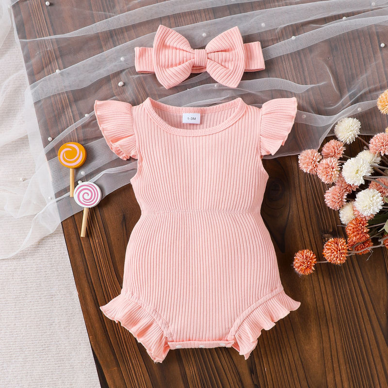Multi-color Ribbed Romper For Toddlers