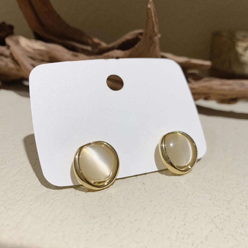 Opal Round Stud Earring for Women