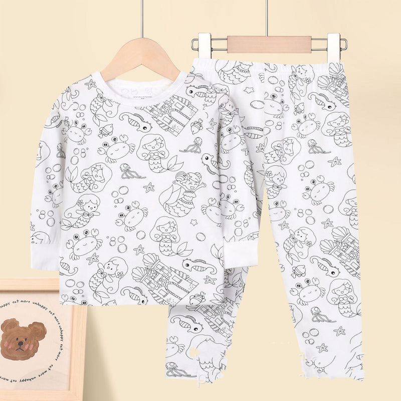 Girls Sketch Coloring Comfortable Children DIY Hand Drawing Suit