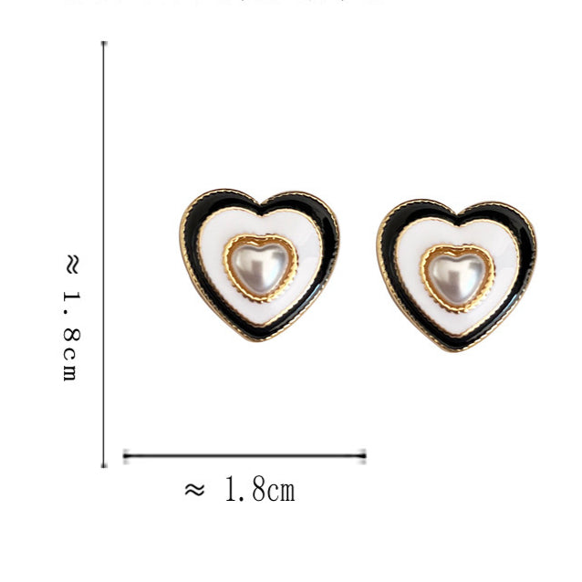 Heart White Enamel Pearl Earring