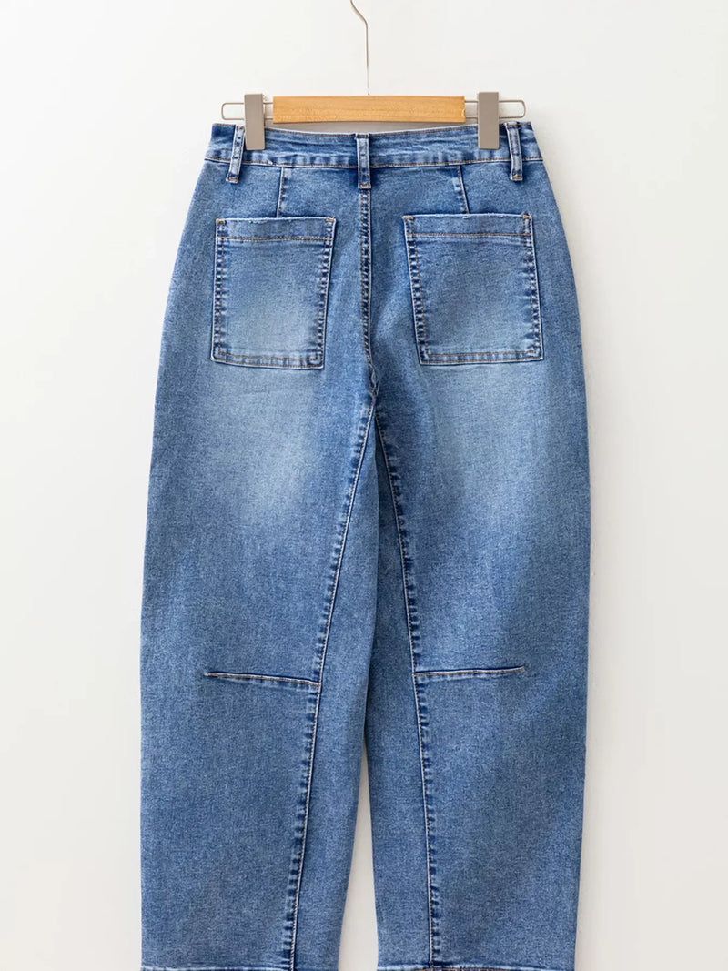 Seam Detail Loose Fit Cropped Jeans