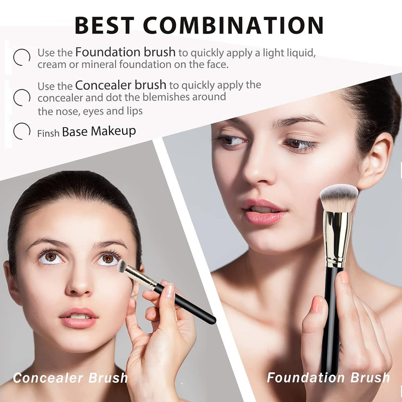 Makeup Brushes  Pro Foundation Brush and Flawless Concealer Brush Perfect for Any Look Premium Luxe Hair Contour Brush Perfect for Blending Liquid,Buffing,Cream,Sculpting,Mineral Makeup