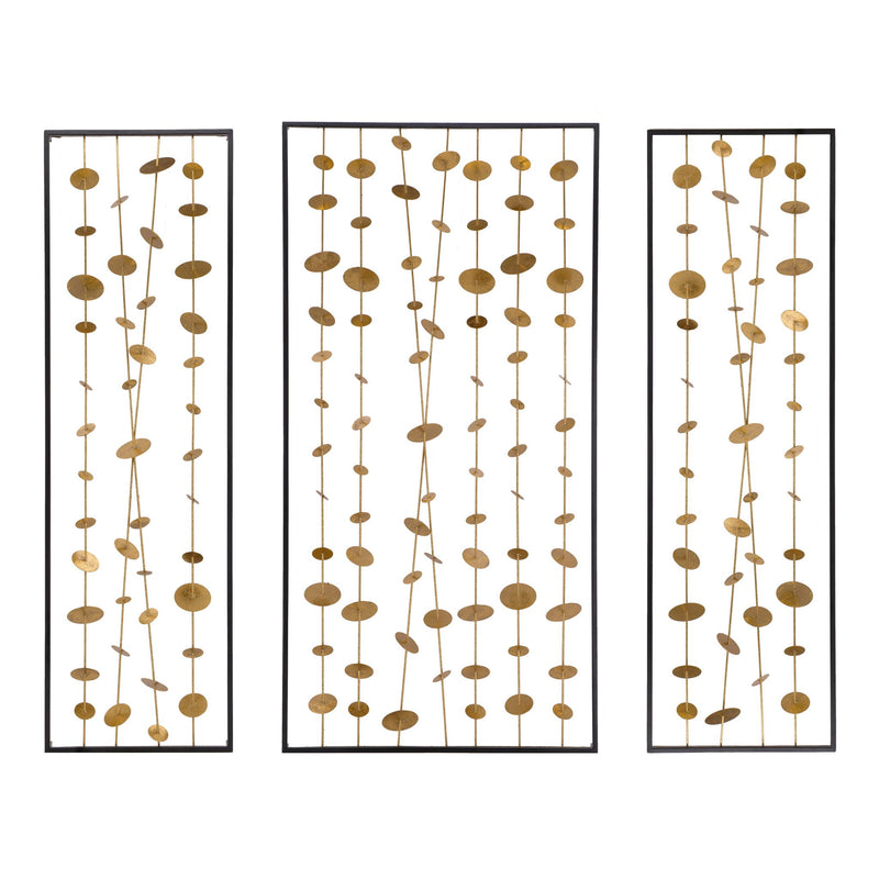 Metal Decorative Wall Art With Frame, Wall Decor For Living Room (Set of 3) - Gold