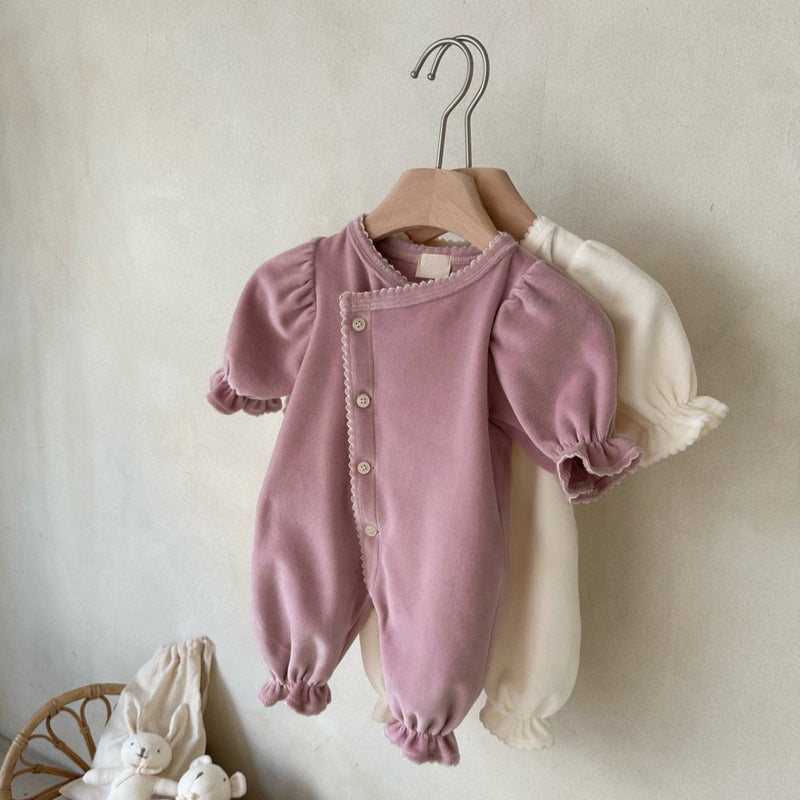Long-style One-piece Romper With A Single Row Of Snaps For Babies