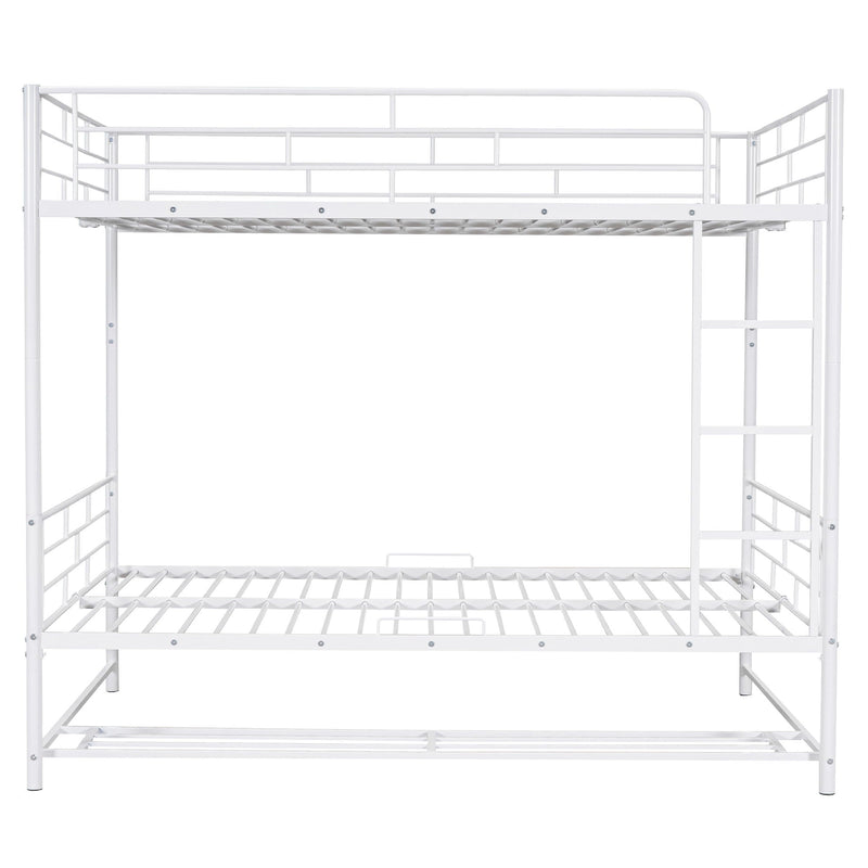 Metal Bunk Bed With Shelf And Guardrails