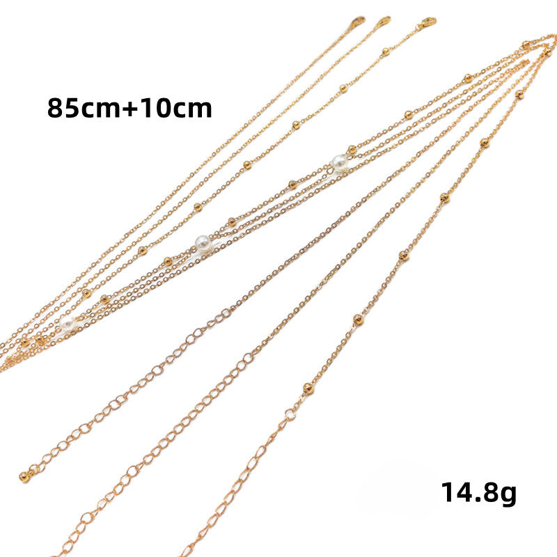 Boho Simulate Pearl Thin Belt Waist Beads Chain