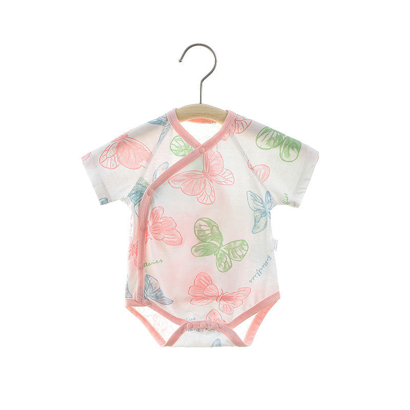 Simple Cartoon Print Summer Baby Rompers Girls Clothing