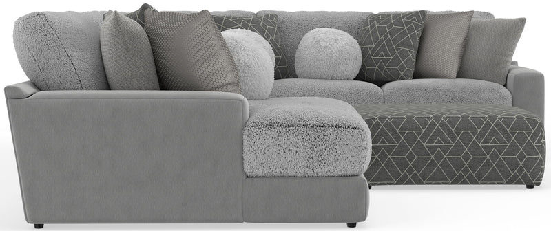Canyon - 4 Piece Sectional With Cuddler Seat Cushions, Included Accent Pillows And Cocktail Ottoman (Left Side Facing Chaise) - Platinum
