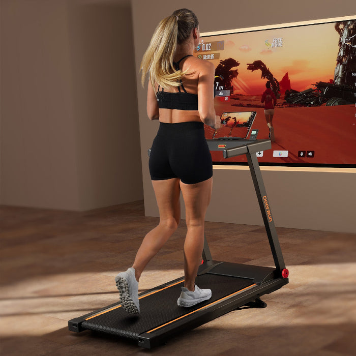DeerRun All-New 2026 A1 Pro Move+ Smart Foldable Treadmill with 6% Incline & NFC | 350Lbs, 10mph, Black