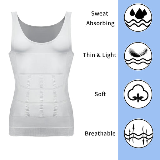 Mens Gynecomastia Compression Shirts Slimming Undershirt Body Shaper Tank Top Vest Abs Waist Trainer