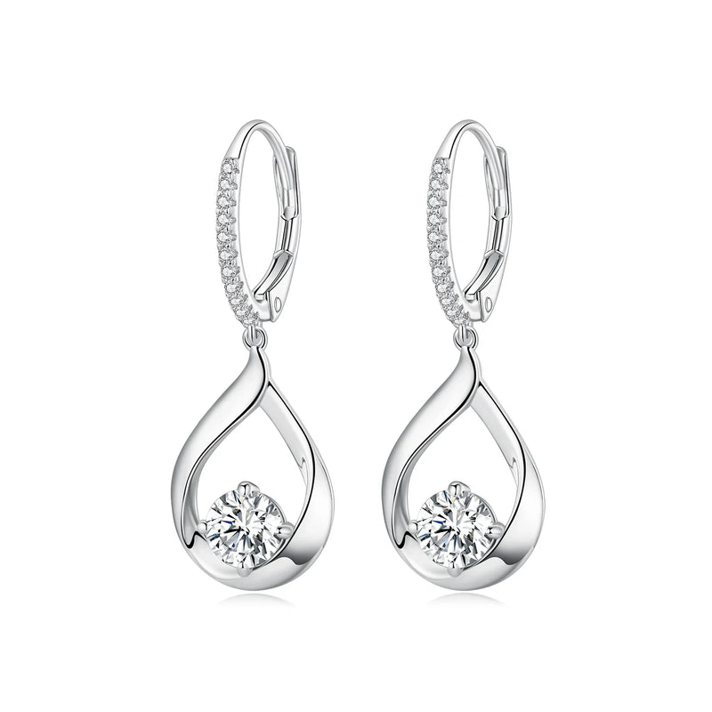 1CT Moissanite Waterdrop Necklace And Drop Earrings 925 Sterling Silver Wedding Bridal Jewelry Set