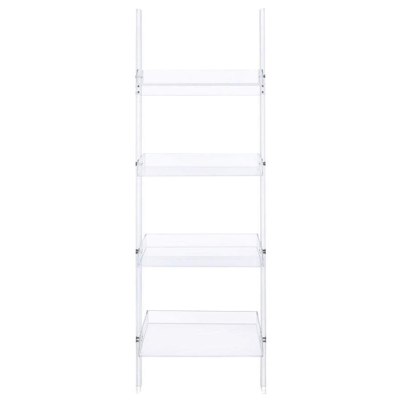 Amaturo 72-inch 4-shelf Acrylic Ladder Bookshelf Clear