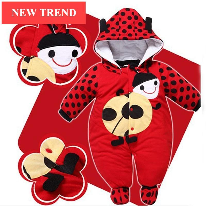 Warm Autumn Winter Baby Girls Boys Rompers Cartoon Cute Thick Warm Hooded Jumpsuits For Babies In Modern Design