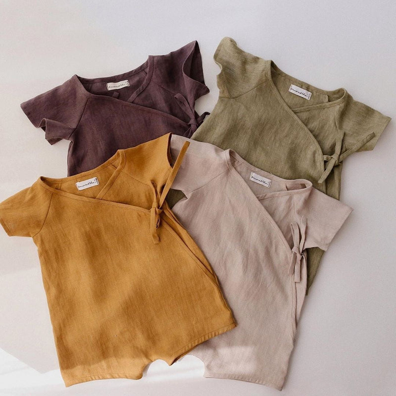 Cotton And Linen Romper Boys Short One-piece Short-sleeved Japanese Kimono