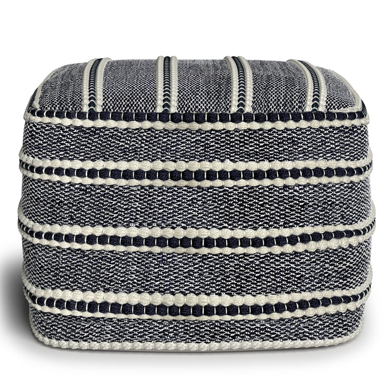 Corrie - Square Outdoor / Indoor Pouf - Navy / White
