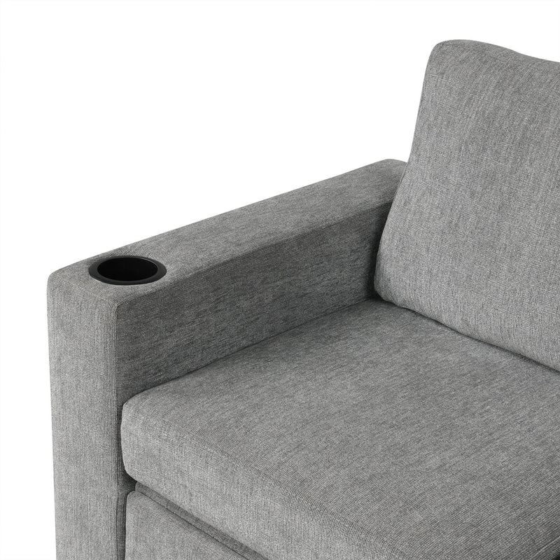 Convertible U-Shaped Sectional Sofa With Pull-Out Bed