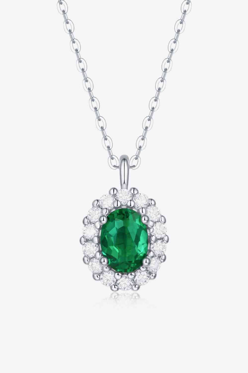 1.5 Carat Emerald 925 Sterling Silver Necklace