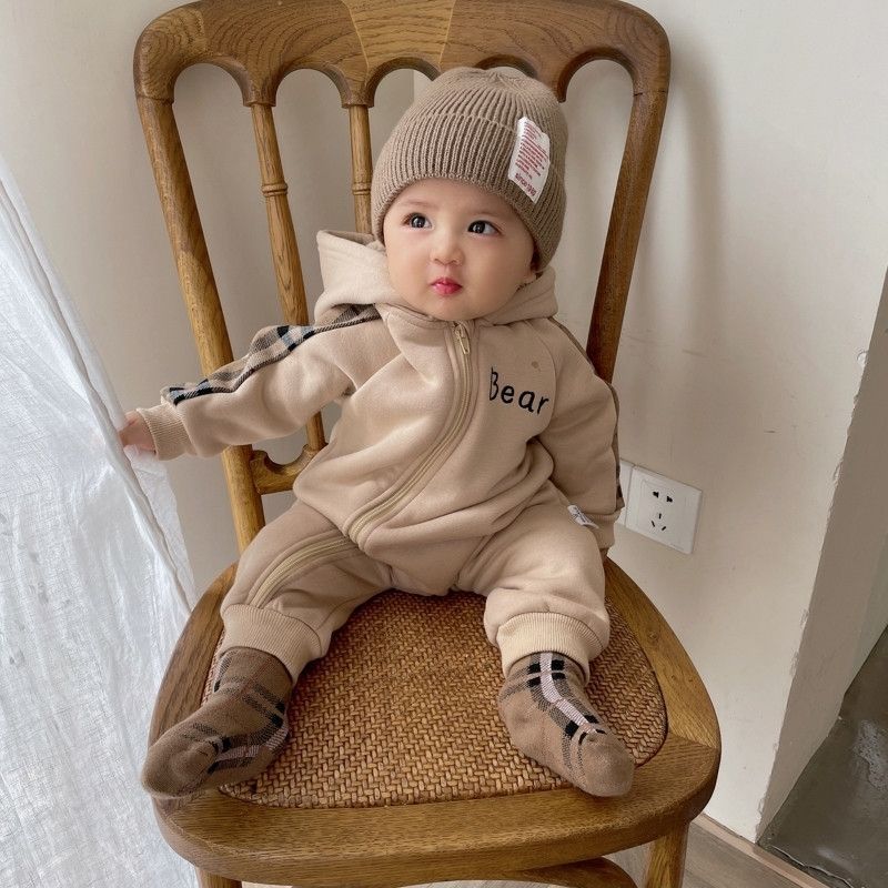 AutumnWinter Fleece- Lined Onesie For Newborn Babies