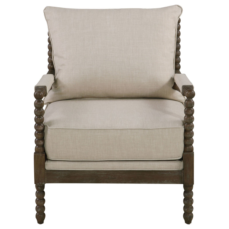 Blanchett Upholstered Bobbin Accent Chair Beige and Distressed Brown