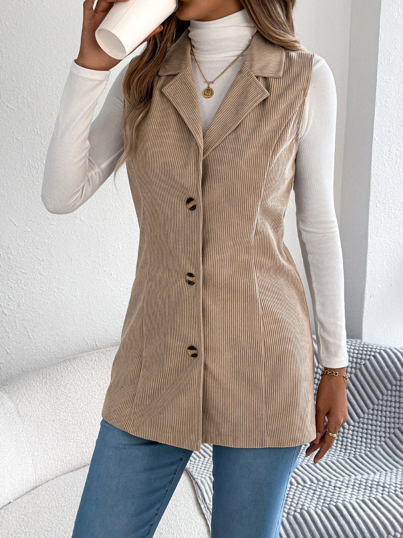 European And American Casual Single-breasted Suit-collar Corduroy Waistcoat Jacket
