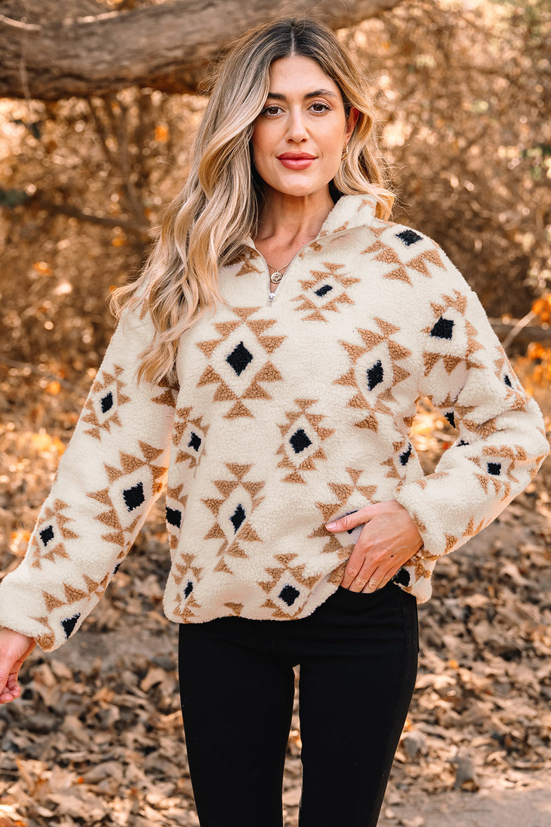Elizy Quarter Zip Collar Sweatshirt
