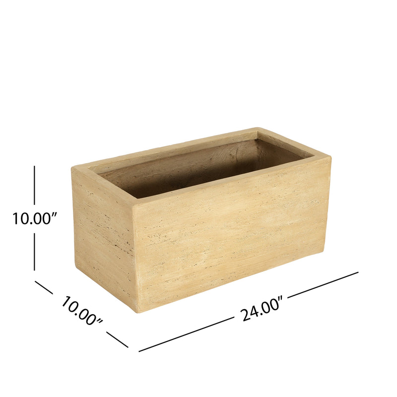 MGO Handmade Rectangle Planter Box, Travertine Beige