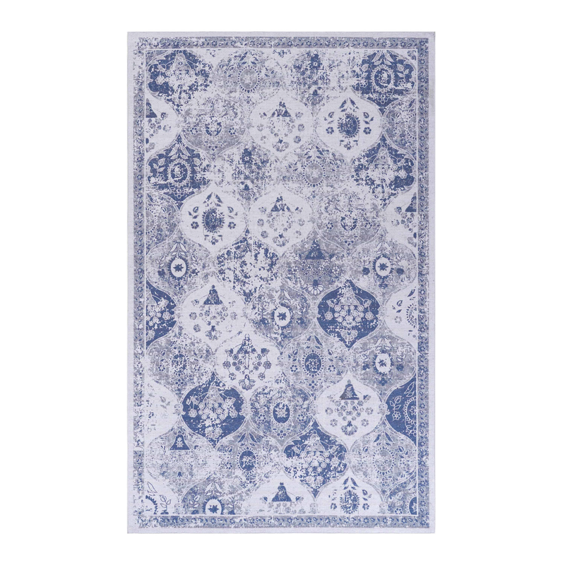 LOOM & LUXE Blue Area Rug 5x8, Washable Rug, Low-Pile, Non-Slip, Non-Shedding, Foldable, Kid & Pet Friendly - Area Rugs for living room, bedroom, kitchen (Blue, 5' x 8')