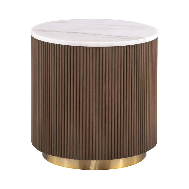 3 Piece Table Set Round Cocktail Table And 2 Round End Tables - Brown / Gold / White