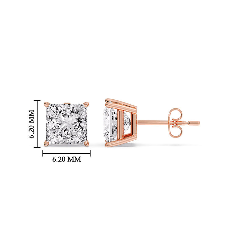 Princess-Cut Diamond Solitaire Stud Earrings (1 - 10ct | GIA & IGI Certified)