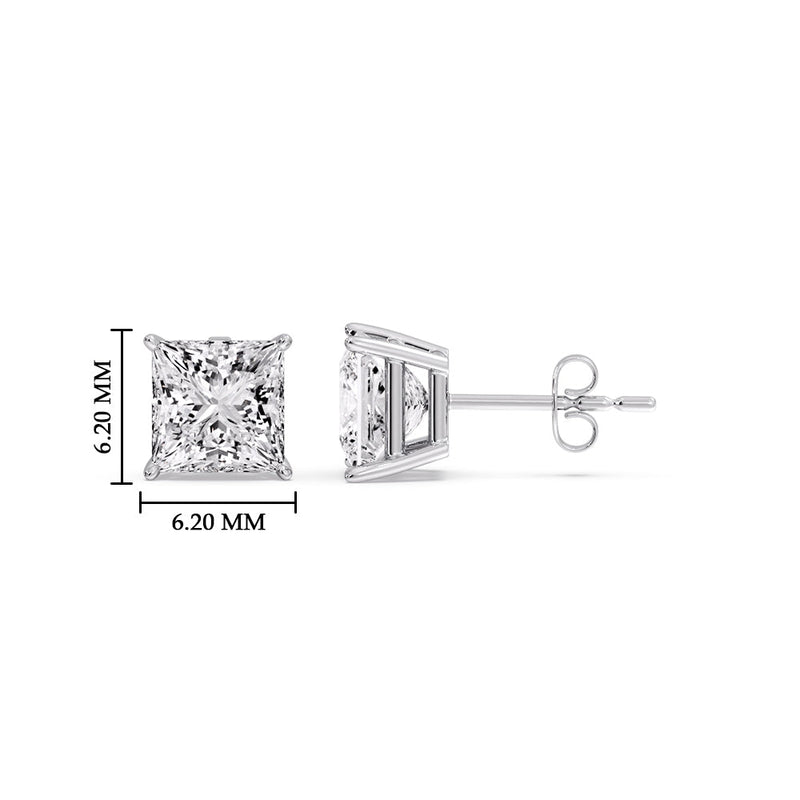Princess-Cut Diamond Solitaire Stud Earrings (1 - 10ct | GIA & IGI Certified)