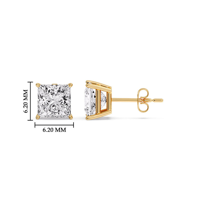 Princess-Cut Diamond Solitaire Stud Earrings (1 - 10ct | GIA & IGI Certified)