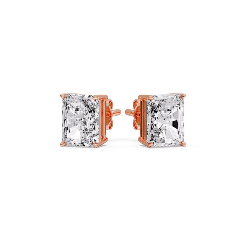 Certified Basket Stud Earrings Set With Radiant Cut Diamonds (1.00ct - 4.00ct)