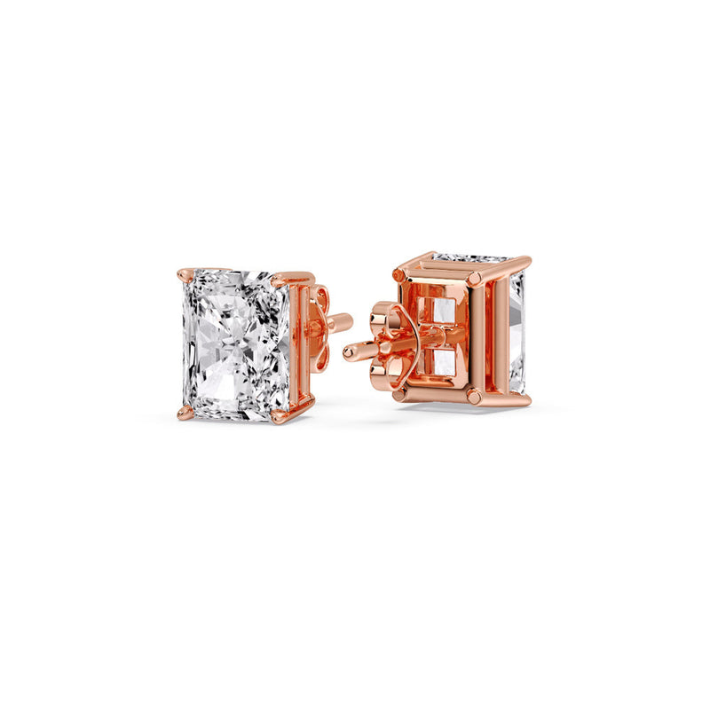 Certified Basket Stud Earrings Set With Radiant Cut Diamonds (1.00ct - 4.00ct)