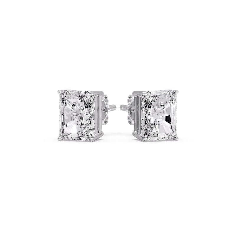 Certified Basket Stud Earrings Set With Radiant Cut Diamonds (1.00ct - 4.00ct)
