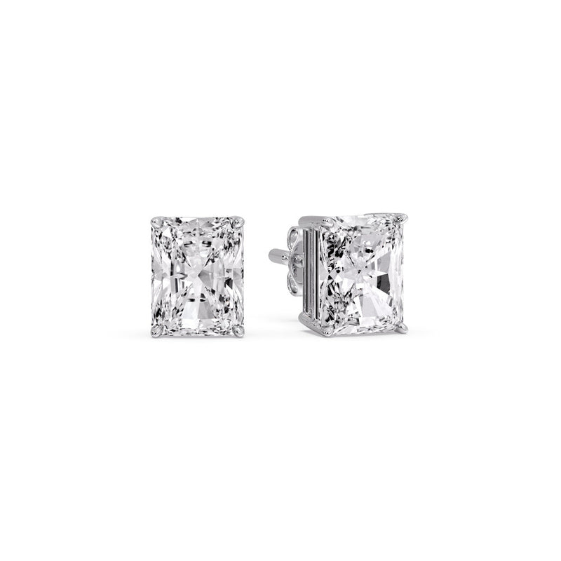Certified Basket Stud Earrings Set With Radiant Cut Diamonds (1.00ct - 4.00ct)