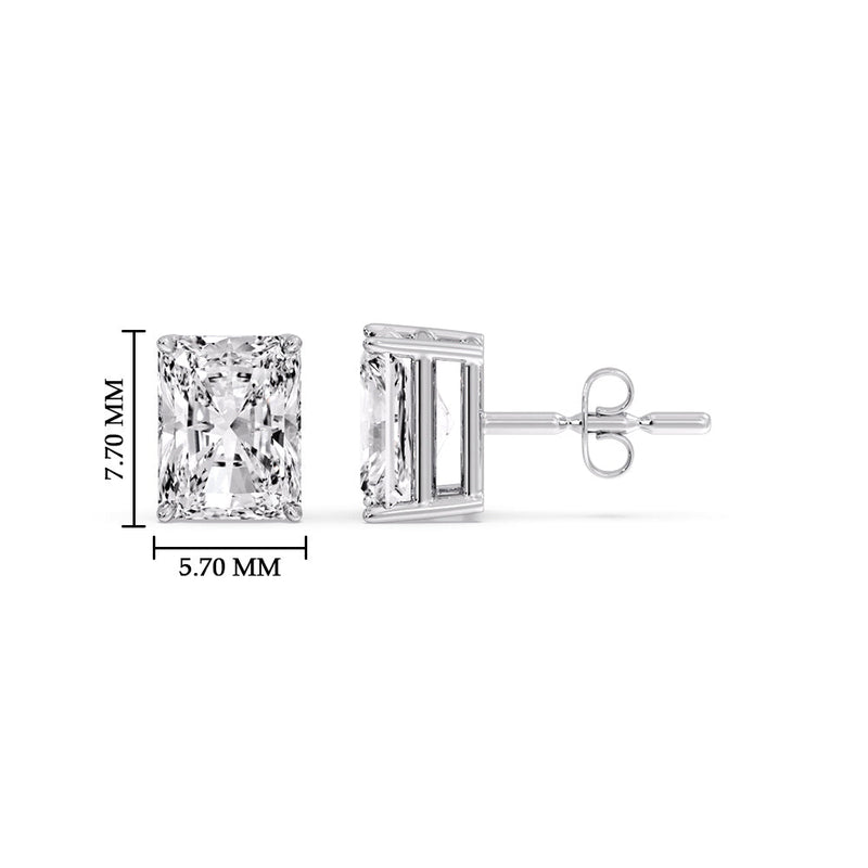Certified Basket Stud Earrings Set With Radiant Cut Diamonds (1.00ct - 4.00ct)