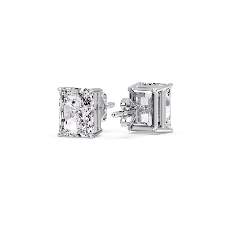 Certified Basket Stud Earrings Set With Radiant Cut Diamonds (1.00ct - 4.00ct)