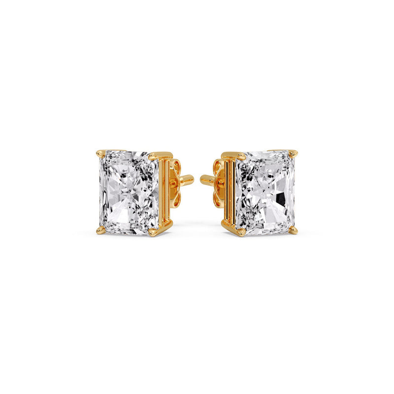 Certified Basket Stud Earrings Set With Radiant Cut Diamonds (1.00ct - 4.00ct)