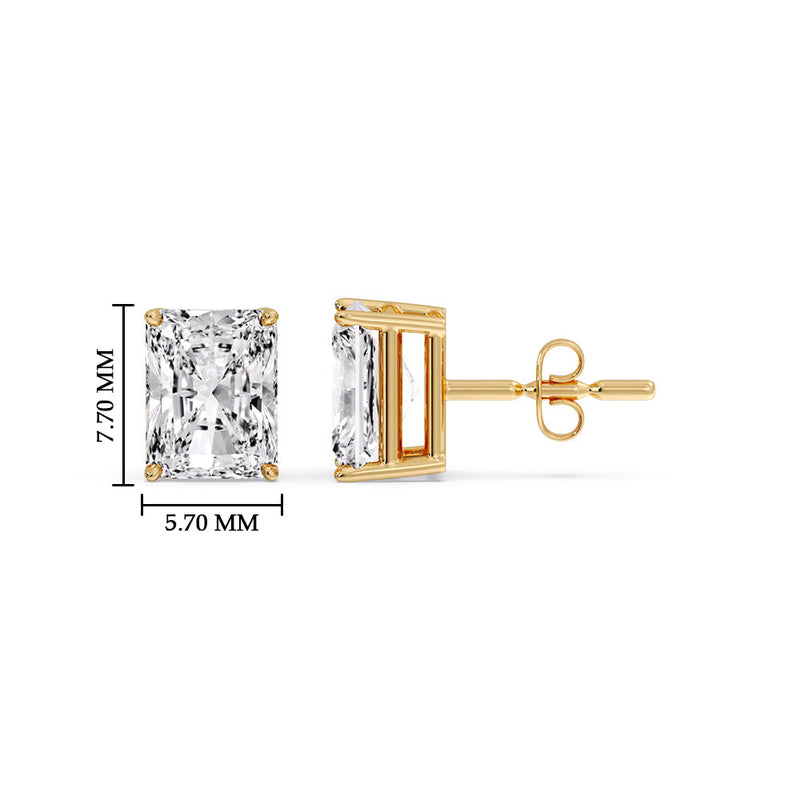 Certified Basket Stud Earrings Set With Radiant Cut Diamonds (1.00ct - 4.00ct)