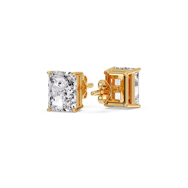 Certified Basket Stud Earrings Set With Radiant Cut Diamonds (1.00ct - 4.00ct)
